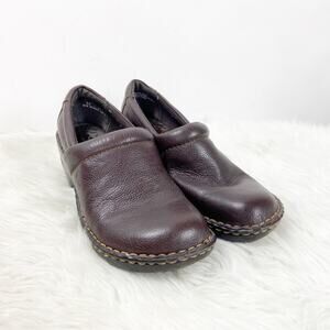 BOC Born Concept 6.5 Womens Brown Leather Slip-on Comfort Shoes Clogs